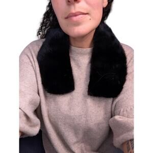 VTG Black Genuine Real Mink Fur Collar Scarf Shawl Neck Warmer Chic Mob Wife